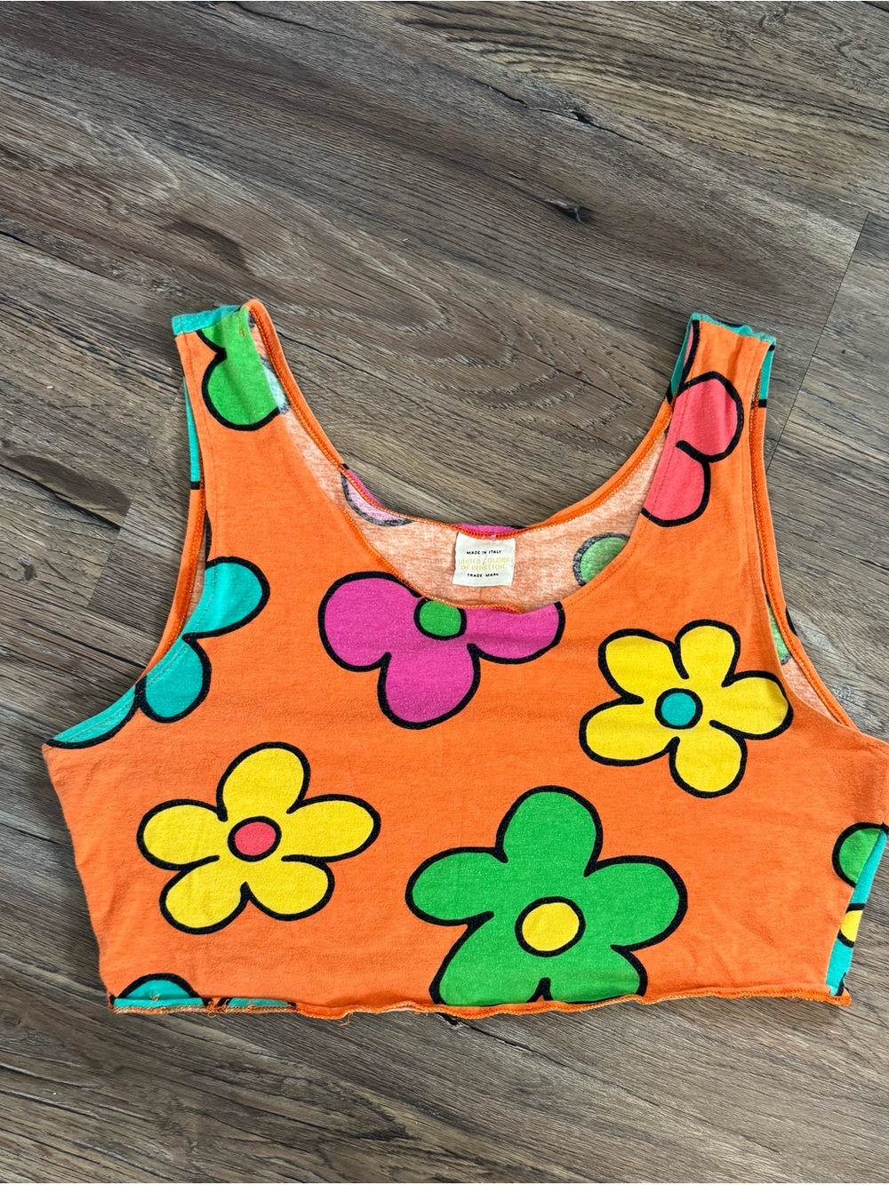 United Colors Of Benetton Orange Floral Crop Top